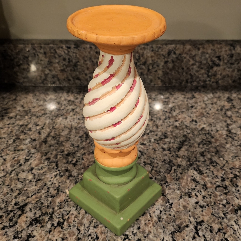 Southern Living at Home "Carousel" pattern ceramic pillar candle holder